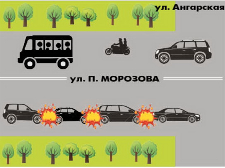 «Гармошка» из четырёх авто на улице Пионерской